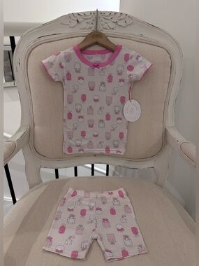 💗 18 Mth Perfume Bottles Pink and White Scent Bottle Shortie Baby Pajama Set NWT